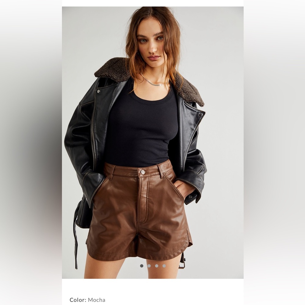 Free People Lita vegan Leather Shorts in Mocha size 2